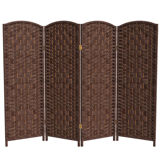 Red Lantern 4 ft. Short Diamond Weave Fiber Folding Screen - Dark Mocha - 4 Panel