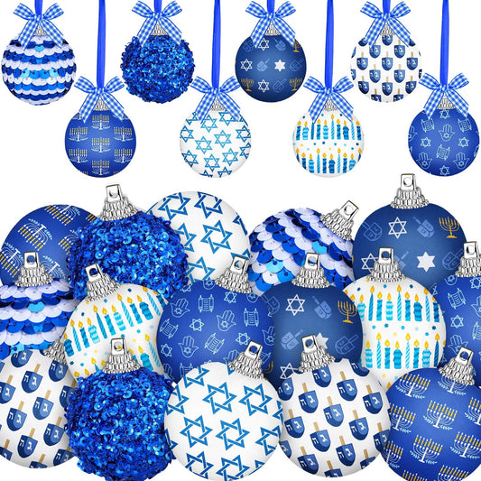 Blosssound 16 Pcs Fall Hanging Tree Ornaments 1.57 Inch Autumn Decorations Ball Ornaments for Tree Thanksgiving Fall Harvest Hanging Decorations for Home Office Party Favor Gifts