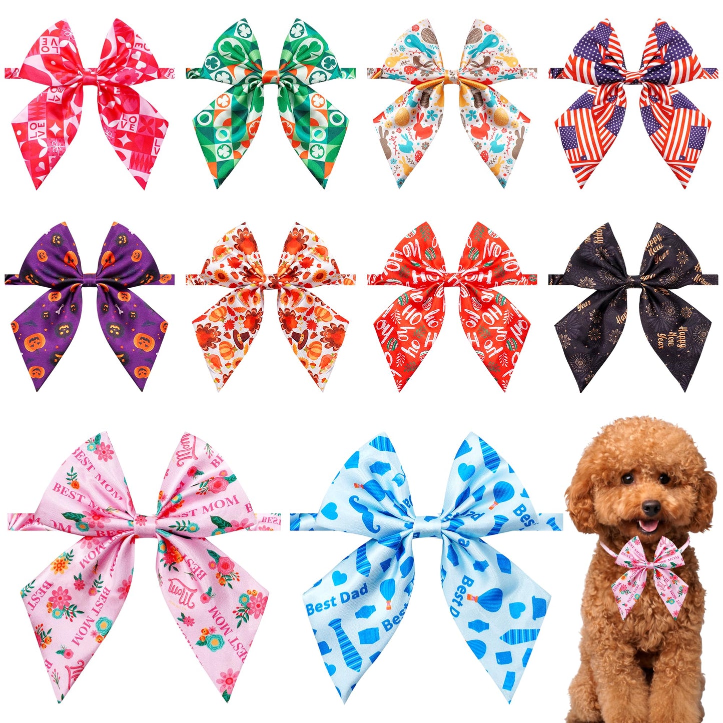 PET SHOW 10 Pack Holiday Sailor Dog Collar Bowties for Small Dogs