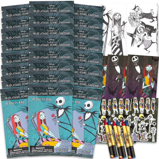 Nightmare Before Christmas Set - Bundle 24 Nightmare Before Christmas Play Packs | Mini Coloring Books, Stickers, More for Goodie Bags