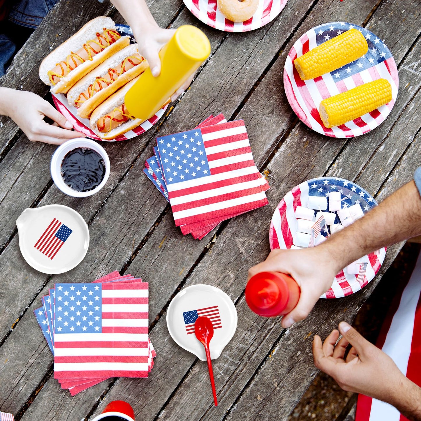 2 Pcs 4.7 Inch Patriotic Spoon Rest 250th Anniversary American Flag Small Coffee Spoon Holder for 4th of July Independence Day Bar Coffee Station Accessory