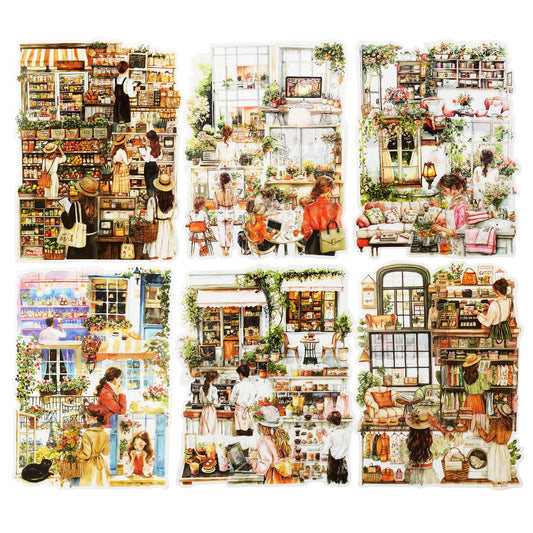 Miyouluna 120PCS Cozy Daily Life PET Stickers Set, Character and Aesthetic Scenes for Scrapbooking, Journaling, and DIY Crafts