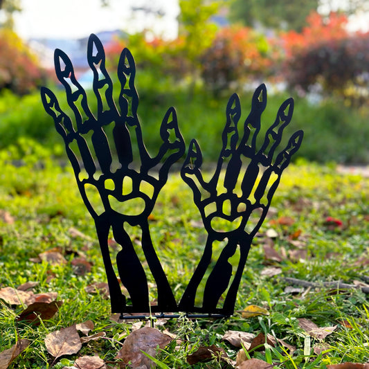 KEDONCHEN Halloween Decorations Outdoor, Metal Black Hand Decorative Garden Stakes for Halloween Decor, Metal Yard Signs for Outside Garden Lawn Porch Party Decorations