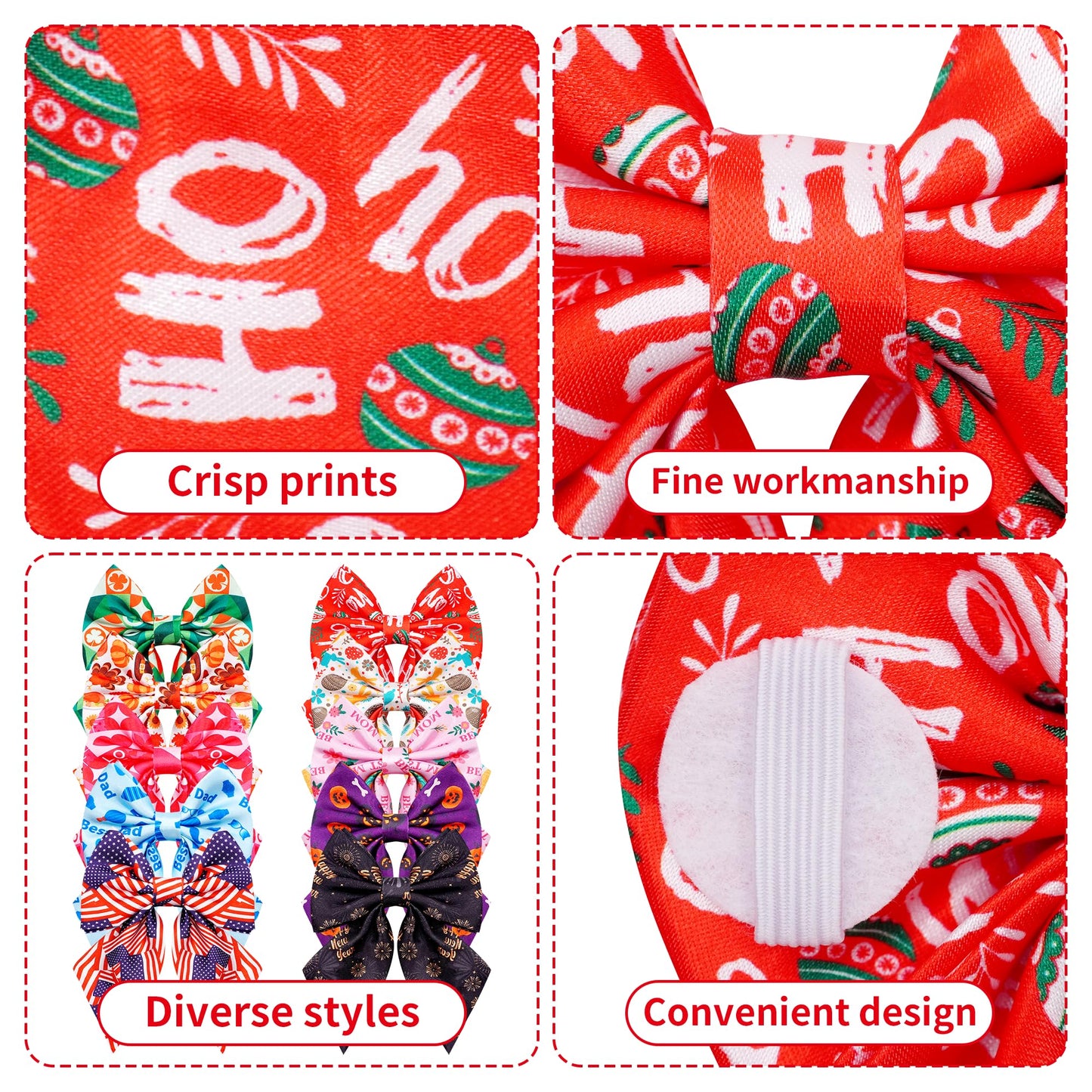 PET SHOW 10 Pack Holiday Sailor Dog Bowties for Large Dogs
