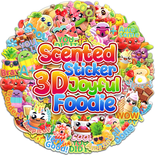 HORIECHALY 240 Pcs 3D Food Scratch and Sniff Stickers, Motivational Reward Scented Stickers for Kids & Teachers, Smelly Sticker for Classroom, Birthday, Student Party, School