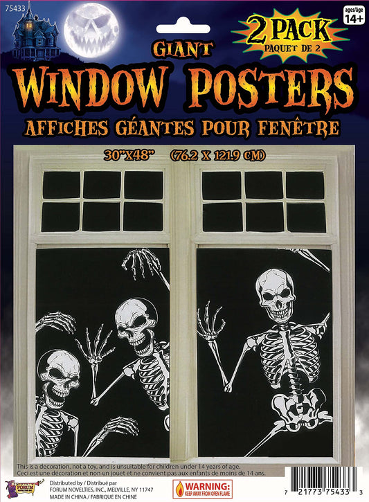 Forum Novelties Set of 2 Skeleton Window Posters 30 x 48 Inches