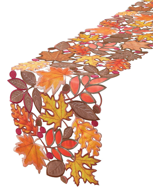 Fall Decorations for Home Fall Table Runner 36 Inches Long with Embroidered Maple Leaf. Thanksgiving Decorations for Dining Room Kitchen Table Seasonal Holiday Harvest Party Decor
