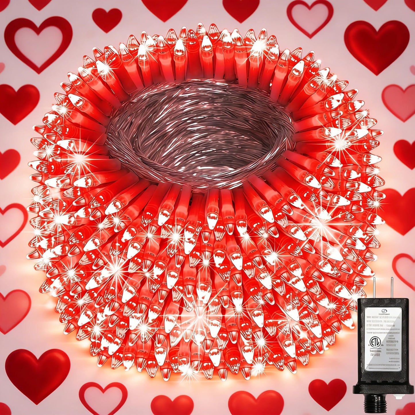 WUXYIYANG 750 LED 240FT Red Valentine Lights, 12 Pro Modes and Timer Memory & Dimmable, Plug in Clear Wire Indoor Valentine Room Light for for Xmas Bedroom Yard Tree Wedding Party Waterproof Decor