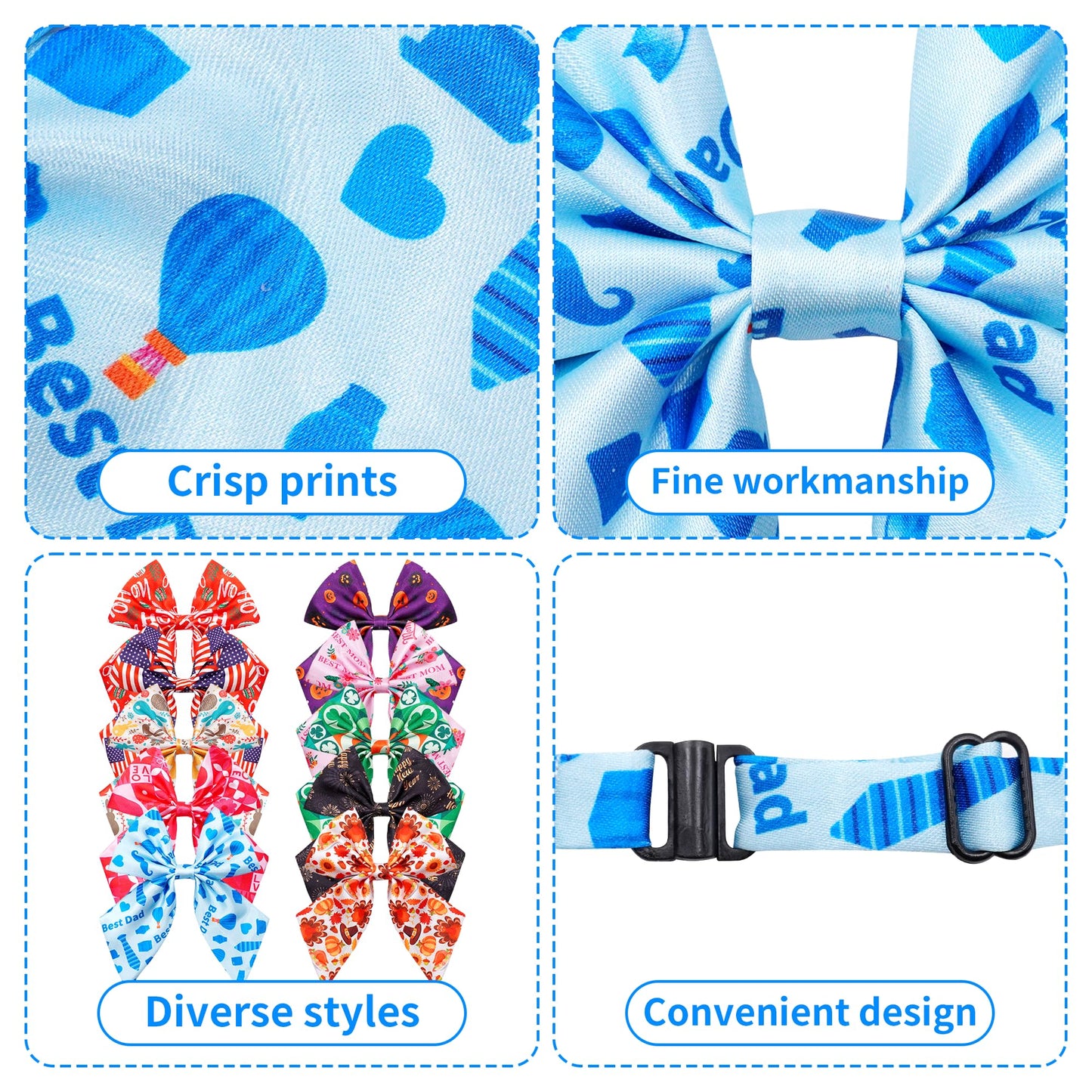 PET SHOW 10 Pack Holiday Sailor Dog Collar Bowties for Small Dogs