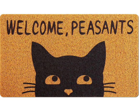 Mindsoft Welcome Peasants Cat Doormat Mat Funny Black Doormat Rug Door Front Door Rug for Bedroom Home Indoor Holiday Decoration 18 x 30 Inch(Peasants Cat)