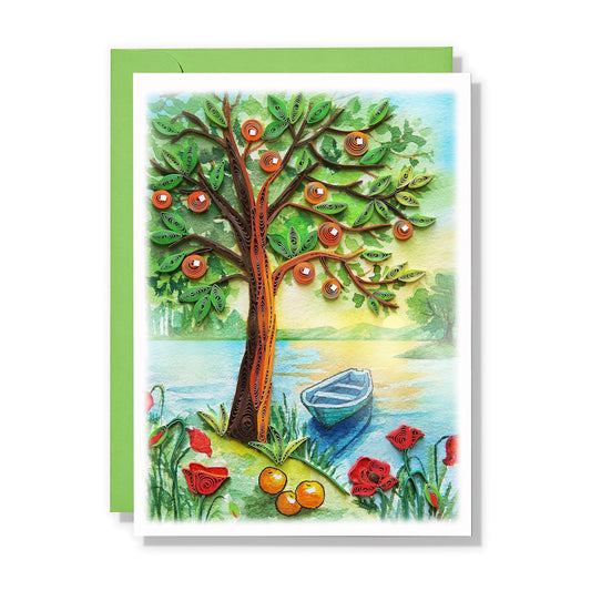 QUILLCRAFT Seasonal Greeting Card, Summer Viber Holiday Love Card, Quilled Quilling for Summer, Father Day, Mother Day, Birthday, Him Her Friend Mom Dad Boss (Green)