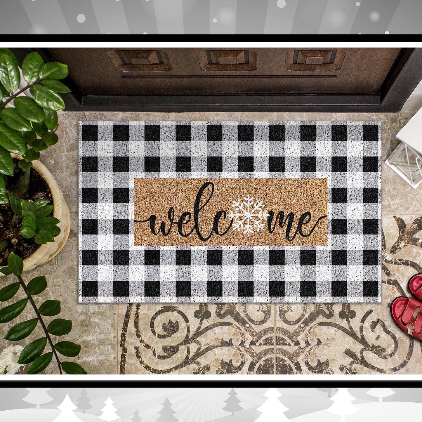 Teenyyou Day of The Dead Doormat Sugar Skull Marigolds Dia de Los Muertos Mat Skull Welcome Imitation Coir Doormat Mexican Front Door Mat with Anti-Slip Back for Halloween Door Entrance, 24 x 16 Inch