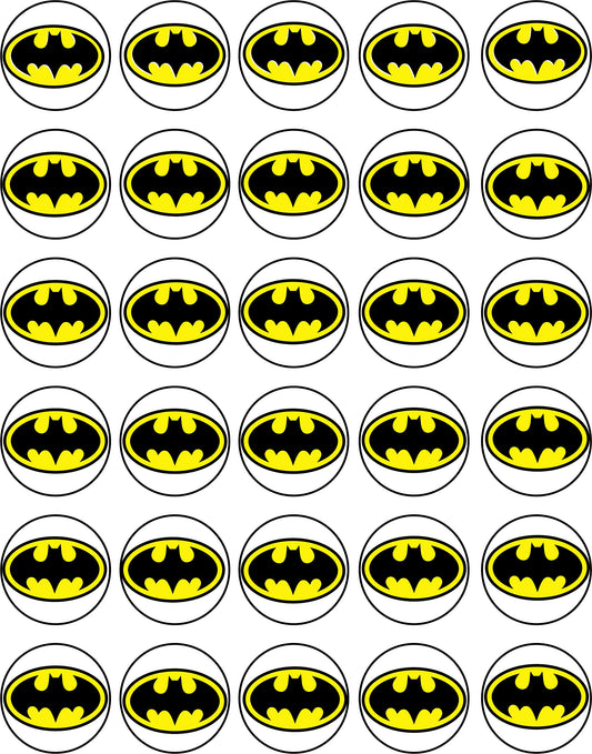 30 x Edible Cupcake Toppers - Bat M Themed Collection of Edible Cake Decorations