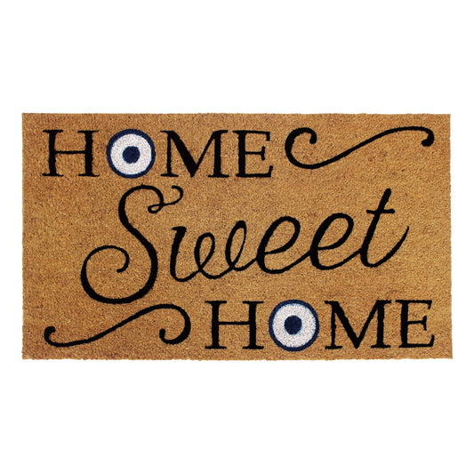 IRONGATE Welcome Door Mat - Dirt Trapping Home Sweet Home Evil Eye Coco Coir Mat - Low Profile Front Doormat - Indoor Outdoor Durable Non Slip Rug - Easy Clean High Traffic Entrance Doormat - 17x30