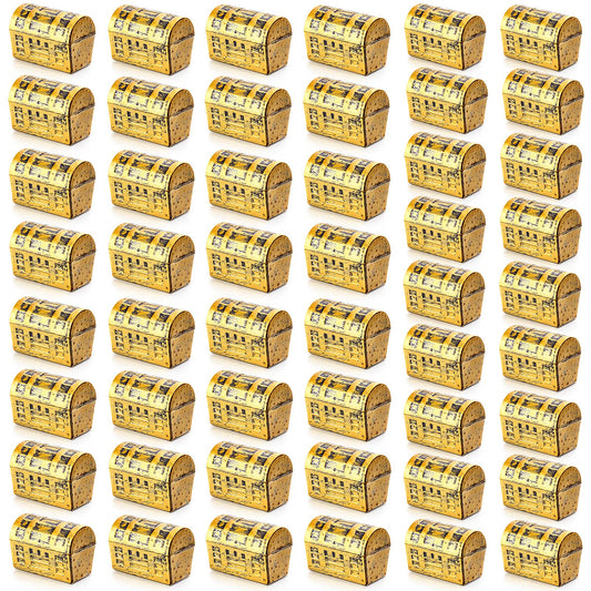 Zhanmai 50 Pieces Mini Pirate Treasure Chest Box Plastic Chests Vintage Pirate Jewelry Storage Box for Play Halloween Christmas Party Favors Prizes