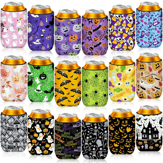 SEPGLITTER 18 Pcs Halloween Can Cooler Sleeves Neoprene Beer Drink Covers