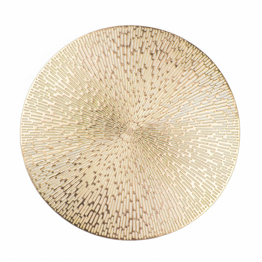 Snowkingdom Round Gold Placemats Set of 12, Gold Vinyl Metallic 15 Inch Round Placemat, Washable Wipeable Hollow Place Mats Non Slip Dining Table Mats for Halloween Wedding Party Christmas Decoration