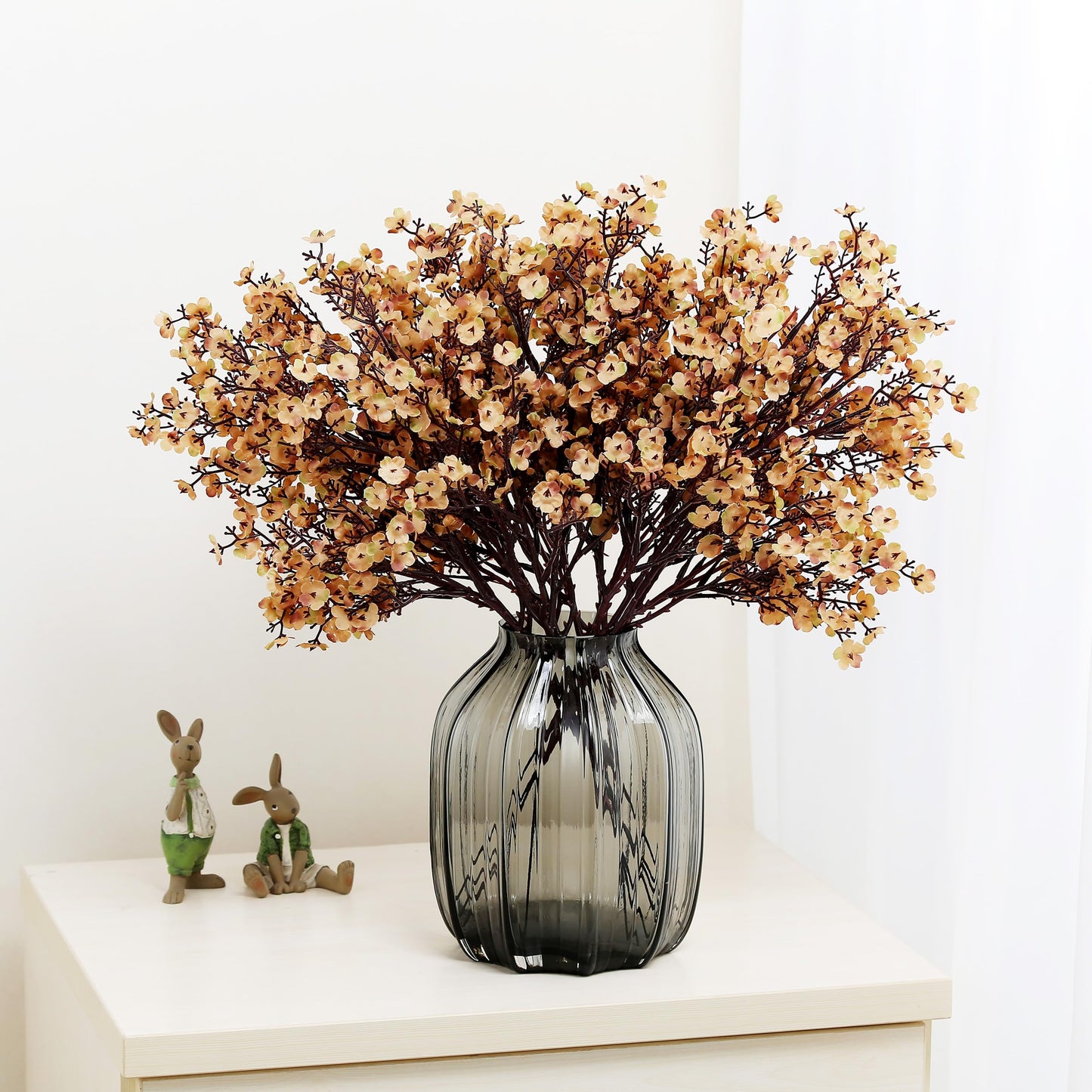 JAKY-Global Babys Breath Silk Artificial Flowers Bulk 6pcs for Fall Decor Fake Flower Bouquet Bulk for Home Kitchen Indoor Bouquet Floral Arrangement Table Centerpieces Farmhouse Decor(Khaki)
