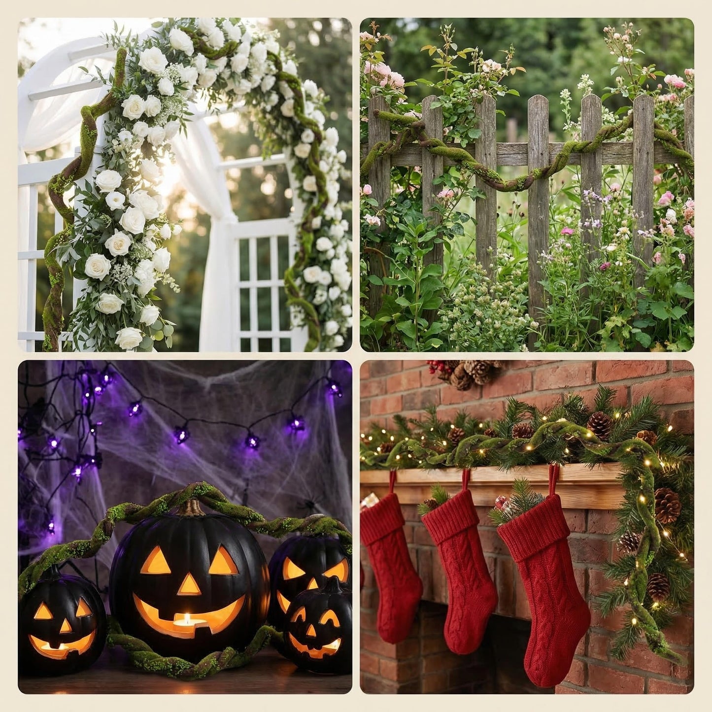 74.8inch Large Foam Bendable Twining Artificial Jungle Vines Thick Tree Trunk Greenery Willow Branches with Faux Moss Leaves for Backdrop Wall Ceiling Hanging Halloween Mantel Patio Haunted Decor