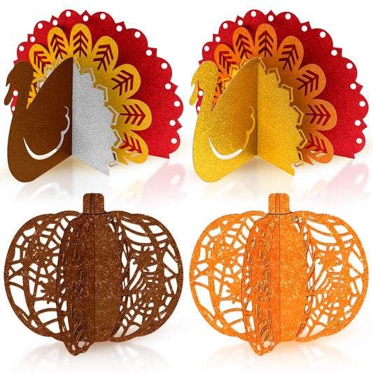 KatchOn, Thanksgiving Centerpieces for Tables – Pack of 4 | Pumpkin & Turkey Centerpieces for Tables | Thanksgiving Decorations for Table | Friendsgiving Party Decorations, Harvest Decorations