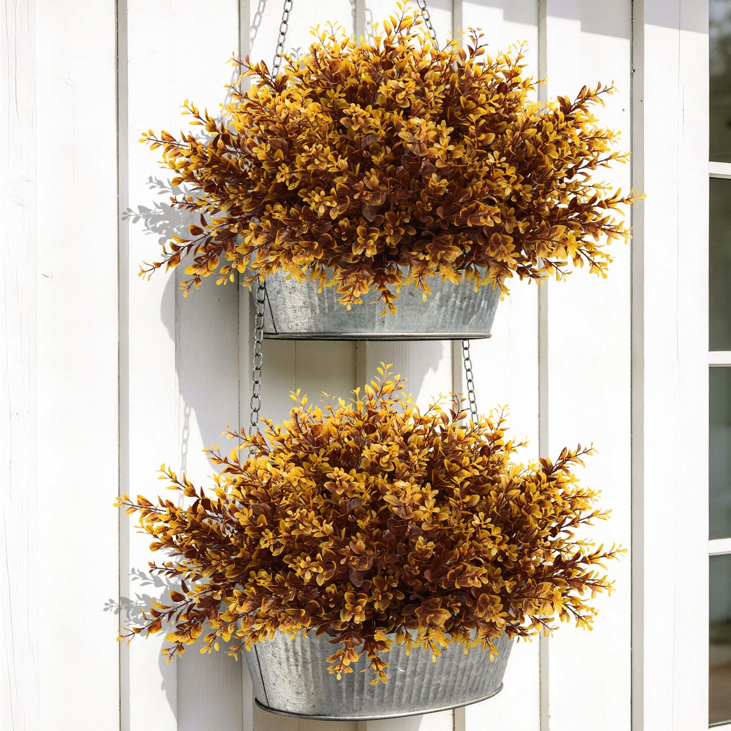 INQCMY Fake Fall Plants Artificial Brown Greenery Plastic Boxwood Shrubs