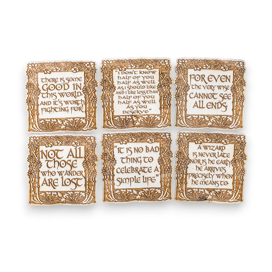 Coasters - Fantasy Quotes Coaster Set of 6 Raw Wood