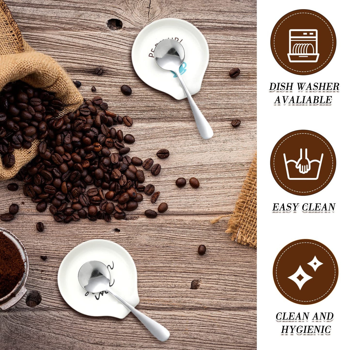 Honeydak 4 Pieces Coffee Spoon Rest and Small Teaspoon Holder Ceramic for Station Decor Stove Top Countertop Kitchen Accessories Nice Present for Coffee Lovers(Simple Style)