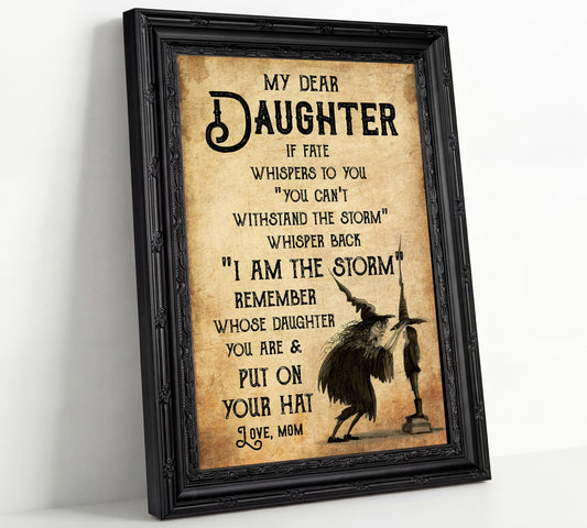 Black Framed Vintage Witch Canvas Wall Art Halloween Inspirational Quotes Wall Decor Picture Halloween for My Daughter Poster Prints for Girls Living Room And Bedroom Home Decoration