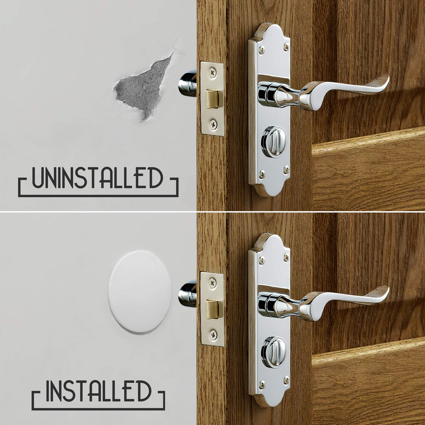 ProStoppr® Door Stoppers - Large 3.15" (8 Pack) - Door Stoppers for Wall with Strong Back Adhesive - Quiet and Shock Absorbent Silicone Wall Protectors from Door Knobs - Protects Every Surface - White