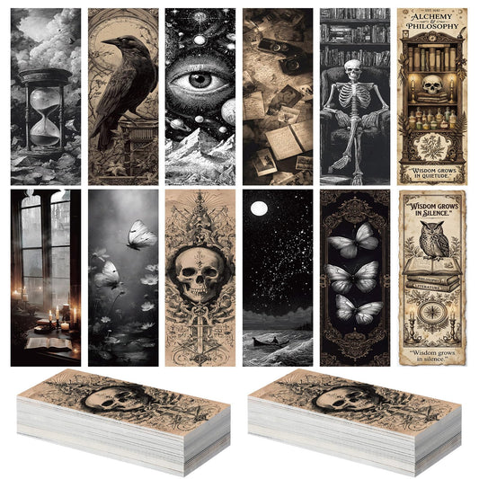 Faccito 240 Pcs Halloween Dark Romance Bookmarks Gifts Set Vintage Gothic Spooky Bookmarks Bulk for Book Lovers Horror Skull Bookmark Merch Halloween Reading Tracker Bookish Gift for Book Club Library