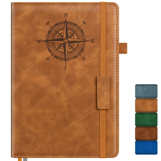 Notebook Journal for Women Men: Leather Journal for Writing, Hardcover College Ruled Journals Notebooks with Thick Paper, Large A5 Daily Journal for Travel, Diary, Gifts for Teens, 5.7"×8.5", Brown