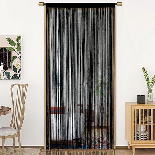 HSYLYM Spaghetti String Curtains for Doorways Privacy Door Frame Tassel Hippy Wall Kitchen Hallway Boho Fringe Curtain Hanging Door Room Dividers Decor 1 Panel（39×79in/100×200cm,Black）