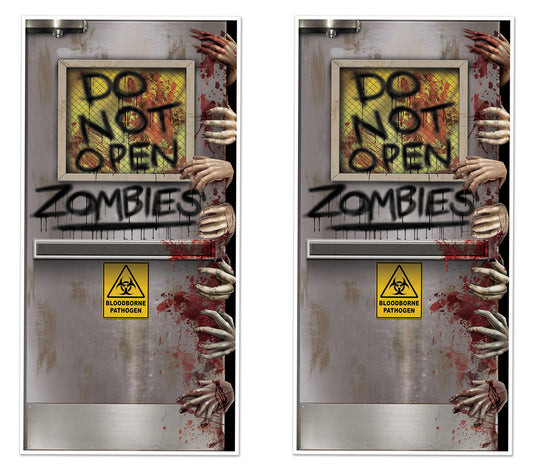 Beistle Zombie Lab Door Covers, 5’ x 30”, 2 Pieces – Plastic for Indoor & Outdoor Use – Easily Display – Halloween Decorations, Horror Front Door Cover, Scary Haunted Decor