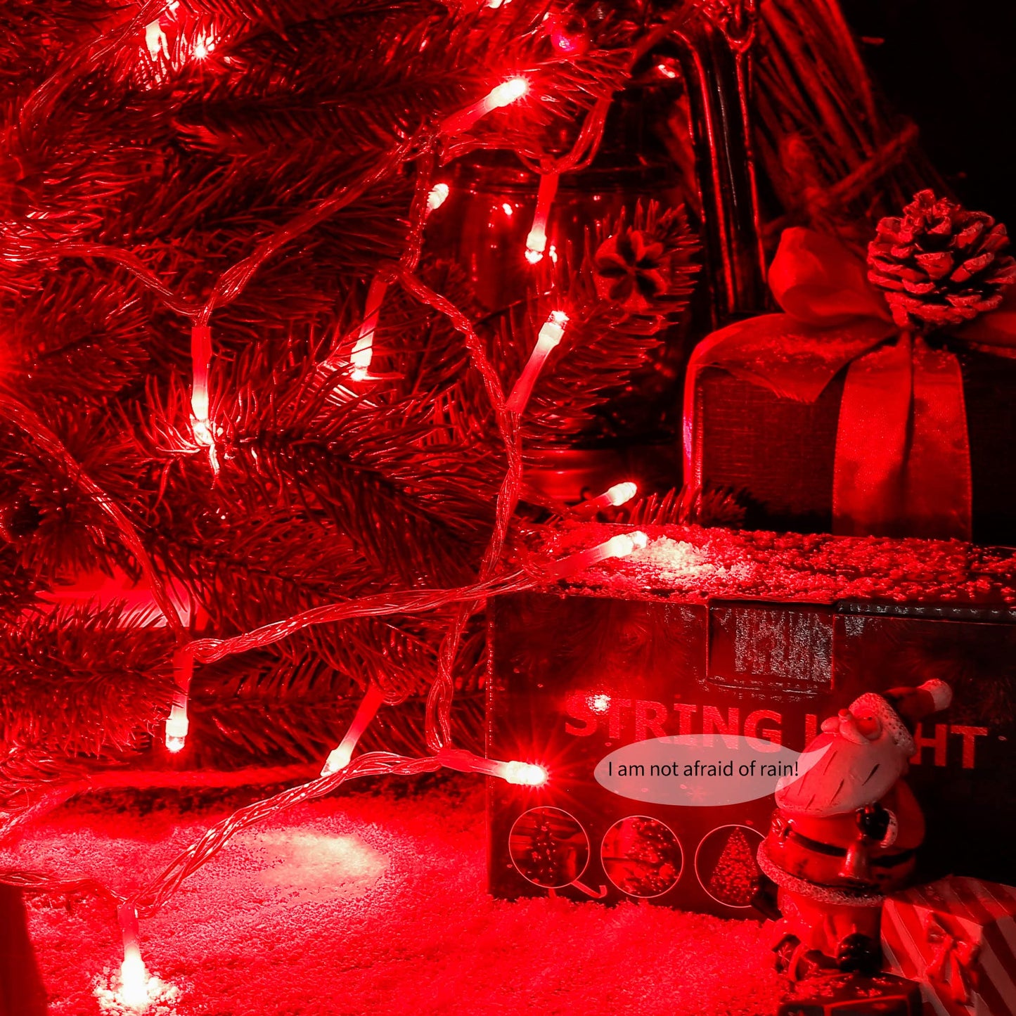 oopswow Red Valentine Lights, 100 LED 33FT Christmas String Lights Plug in