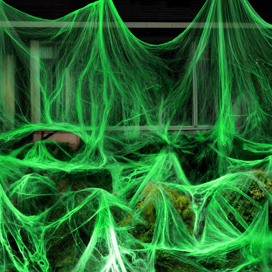 KatchOn, Glow in The Dark Halloween Spider Web - Halloween Glow in The Dark Decor | Super Stretch Cobweb for Creepy Party Supplies | Creepy Decorations Indoor Outdoor