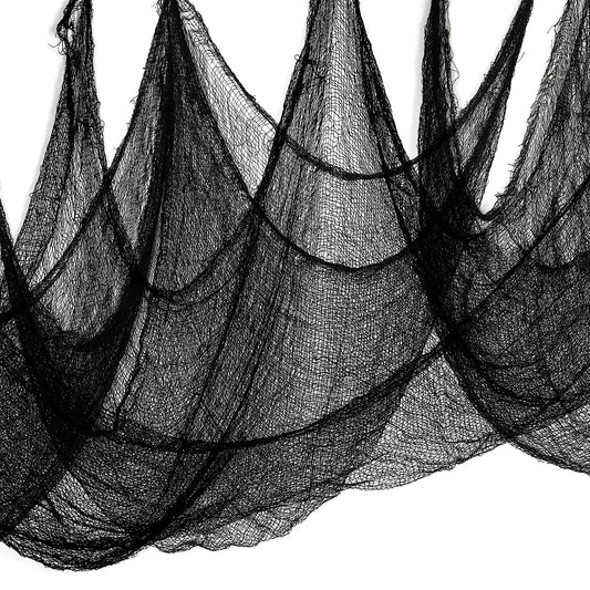 Nirohee 315 x 85 Halloween Black Creepy Cloth,Spooky Fabric Cloth Halloween Decorations Outdoor,Scary Creepy Gauze Black Cloths Party Decor Props for Witch Room,Haunted House,Garden