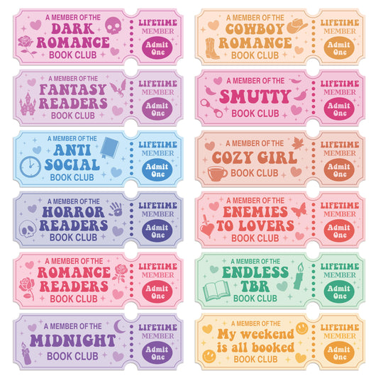 Laffact Colorful Book Club Bookmarks - 120Pcs Funny Ticket Style Reading Tracker, Cowboy Romance Dark Romance Designed Page Marker, Readers Accessory Bookish Gifts for Book Lover School Library Party