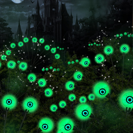 Halloween Decorations, 4 Pack 40LED Solar Halloween Lights Outdoor Scary Eyeball Waterproof Halloween Solar Garden Lights Swaying Firefly Lights for Yard Garden Patio Party Decor Green