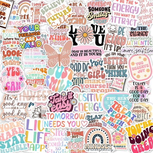 300PCS Motivational & Affirmation Stickers by Puraesla – Holographic Pack for Vision Board, Inspirational Decals for Water Bottles, Laptops, Planners, Journals, Scrapbooks & Teachers