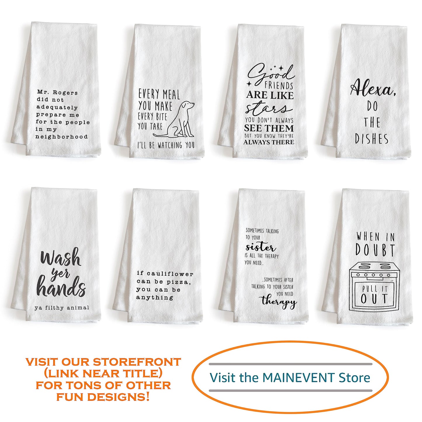 MAINEVENT Alexa Do The Dishes 18x24 Inch White Cotton Kitchen Towel