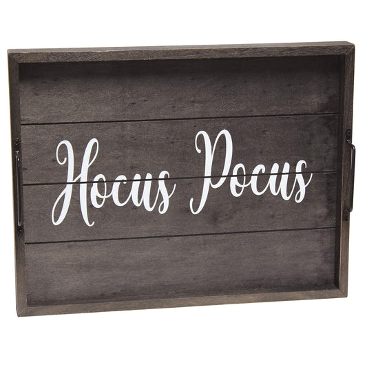 Elegant Designs HG2000-KHP Halloween Witch Decorative Wood Serving Tray w/Handles, 15.50" x 12", Black Wash Hocus Pocus