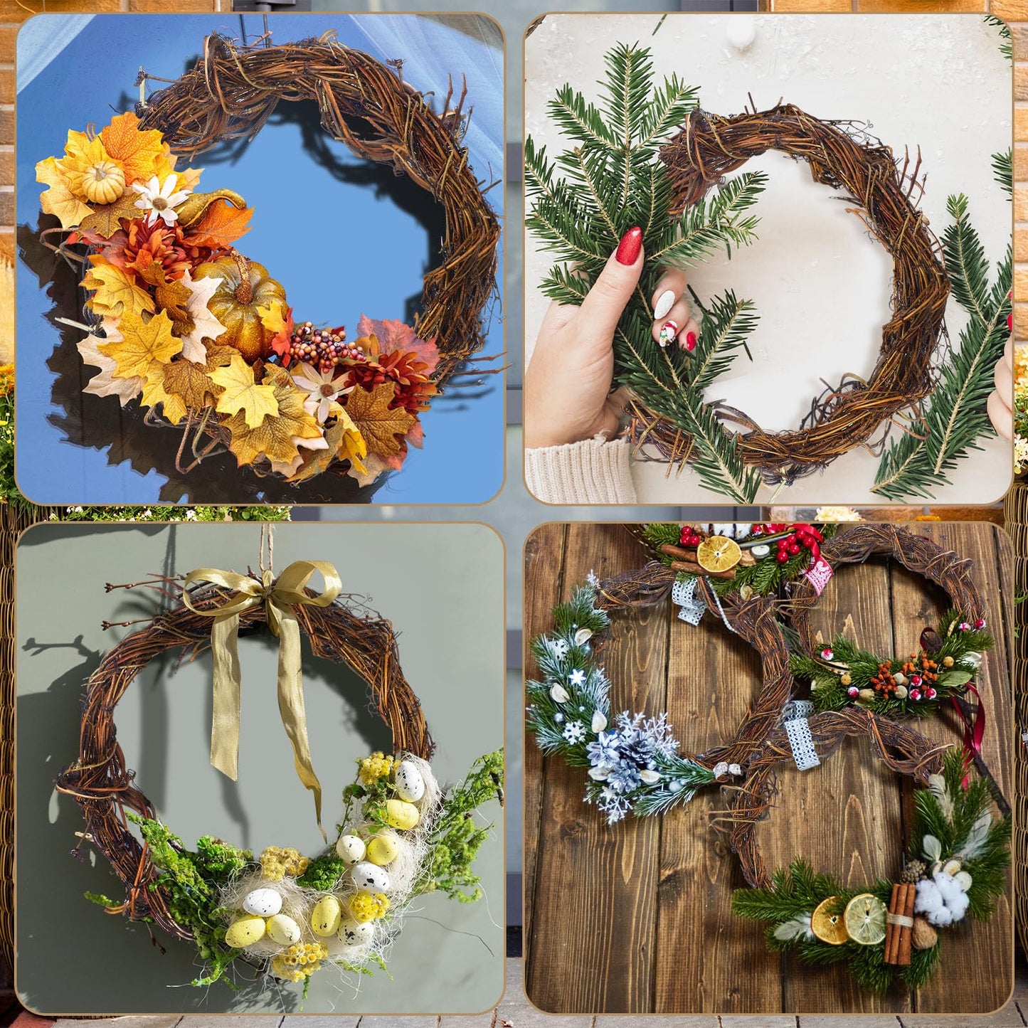 Janinka 6 Pcs 15 Feet Grapevine Garland Natural Grapevine Wreath for Crafts DIY Twig Garland Rattan Hanging Vine Wreath for Wedding House Holiday Door Vase Wall Home Decor