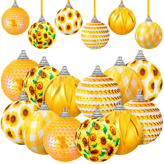 Yuxung 12 Pcs Summer Sunflower Ball Tree Ornaments Sunflower Ball Hanging Ornaments Yellow Honeycomb Balls Tree Decoration for Summer Holiday Theme Birthday Party Favor Supplies