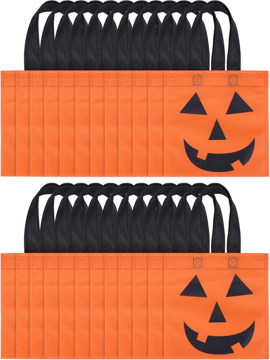 Boao 24 Pieces Halloween Lantern Pumpkin Tote Bags Non Woven Candy Bags for Halloween Party(7.9 x 7.9 Inch)