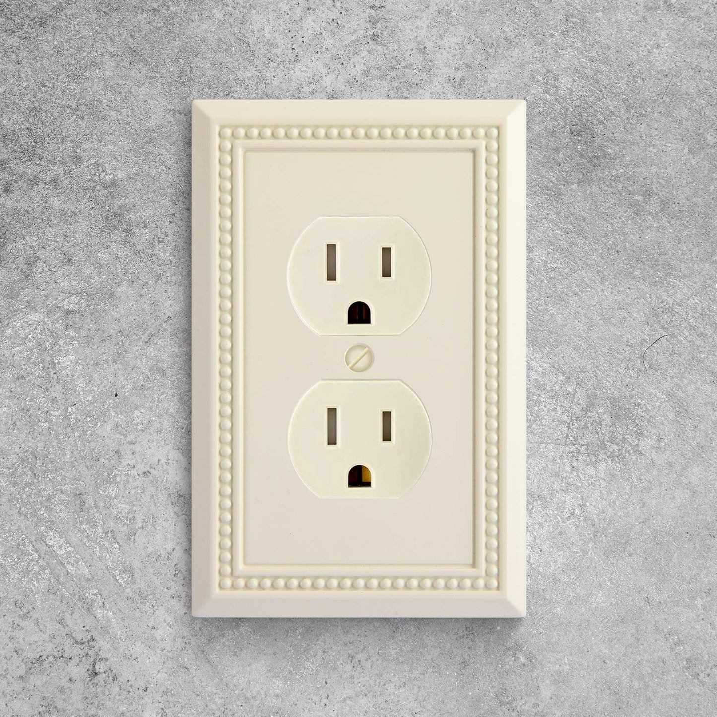 Henne Bery Sunken Pearls Heavy Duty Decorative Wall Plate Switch Plate Outlet Cover, Durable Solid Zinc Alloy (Single Duplex 2PK, Light Almond)