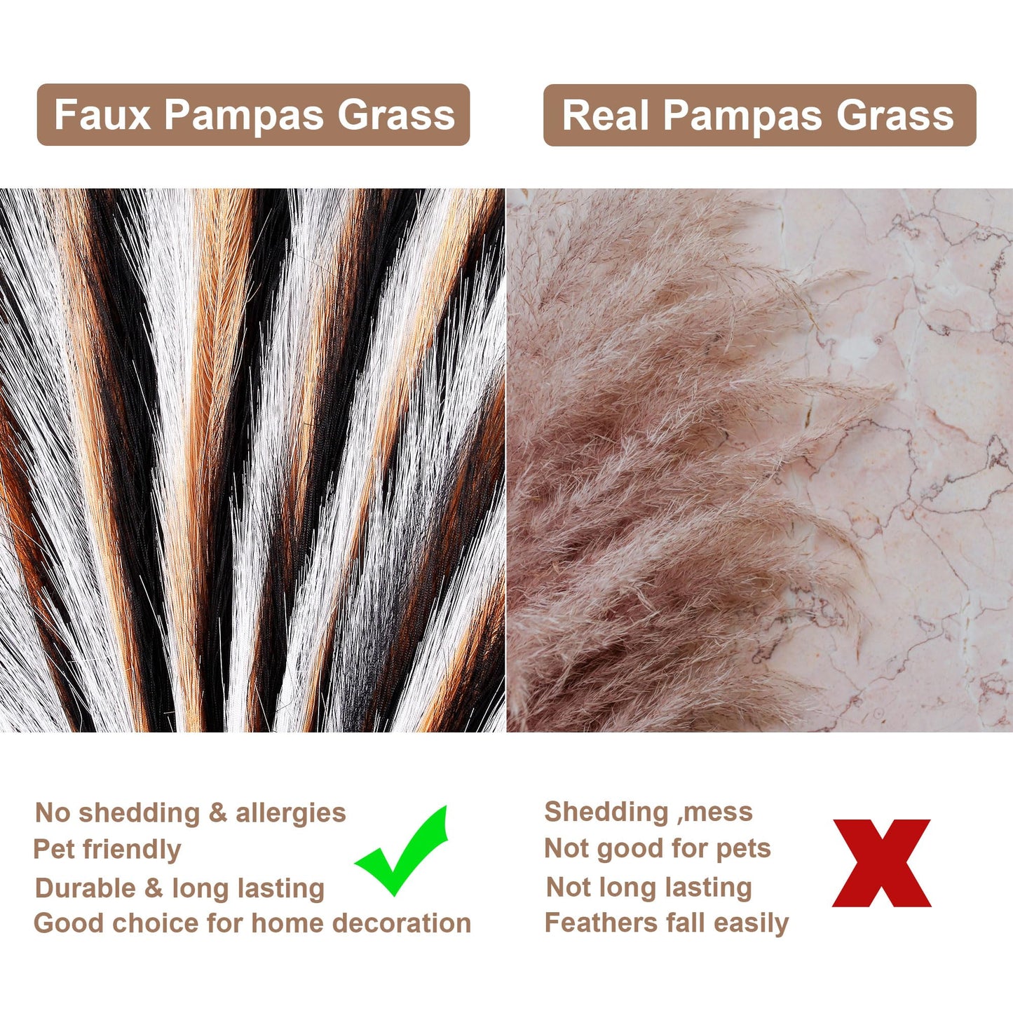 Acfruits 30PCS Black White Orange Faux Pampas Grass 17" for Vase Filler