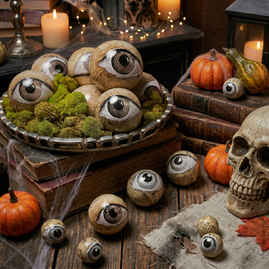 Geelin 16 Pcs Halloween Eyeballs Orbs Decor Dark Academia Decorations Vintage Foam Eyeballs Spooky Gothic Halloween Eyeball Orbs for Bowl Filler Table Centerpiece Party Supplies, 3 Sizes