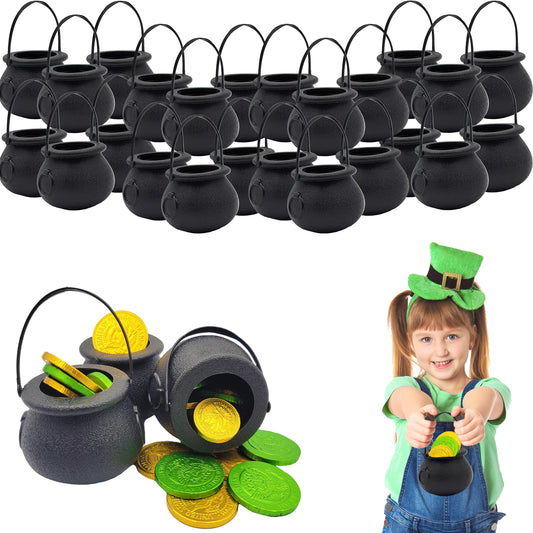 Black Candy Cauldron Kettles, Party Decoration Supplies, St. Patrick's 3" Inches (24-Pack) Witch Cauldron, Candy Bucket, Cauldron Pot
