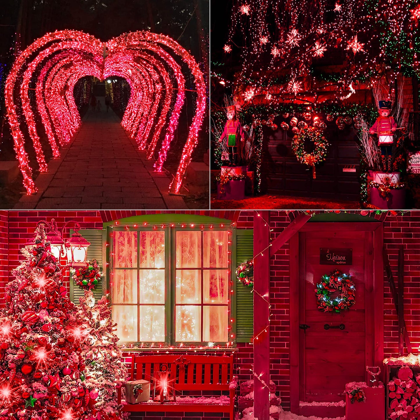 oopswow Red Valentine Lights, 100 LED 33FT Christmas String Lights Plug in