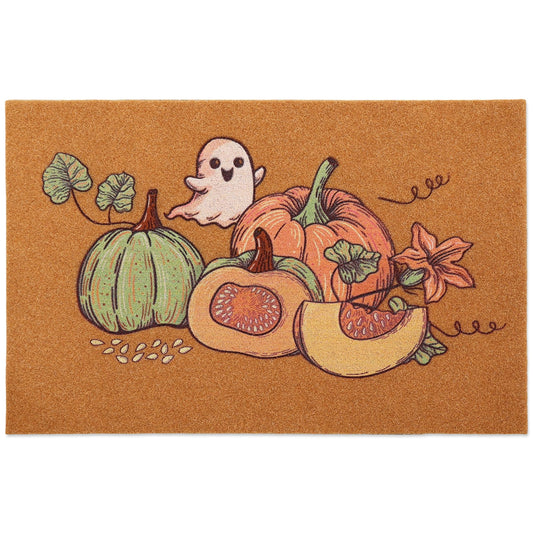 SAKSUN Door Mat Outside Entrance: Fall Door Mats Faux Coir Doormat 24x36 inch for Outdoor Entry - Halloween Cute Funny Door Mat Non-Slip Mats - Welcome Matt Pumpkin Ghost Pattern for Halloween Decor